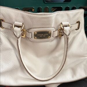 Michael Kors Cream Shoulder Bag with Gold Accents